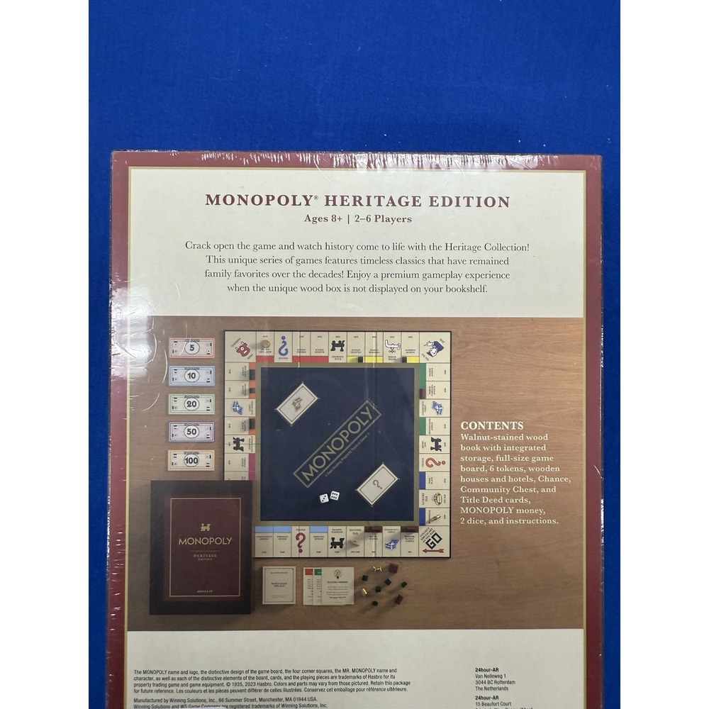 WS Game Co. Monopoly Heritage Edition Board Game in Wooden Storage Box -NEW & FS - Picture 4 of 6